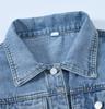 ZIMOXUAN Stylish Loose Fit Blue Denim Jacket for Women, Casual Long Sleeves and Retro Design