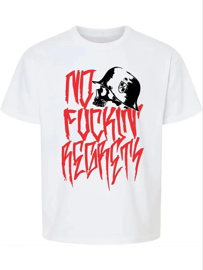 Men's Regrets Metal Mulisha Skull T-Shirts 100% Cotton2025 Summer Vintage Men Women Fashion O-Neck Cotton Tee Short