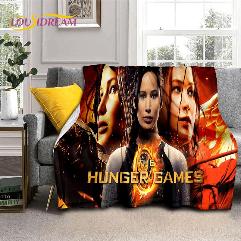3D Dřevěná deka s postavou lukostřelce z filmu Hunger Games, měkká flanelová deka na postel, do ložnice, na pohovku, na piknik, přehoz na přikrytí venku