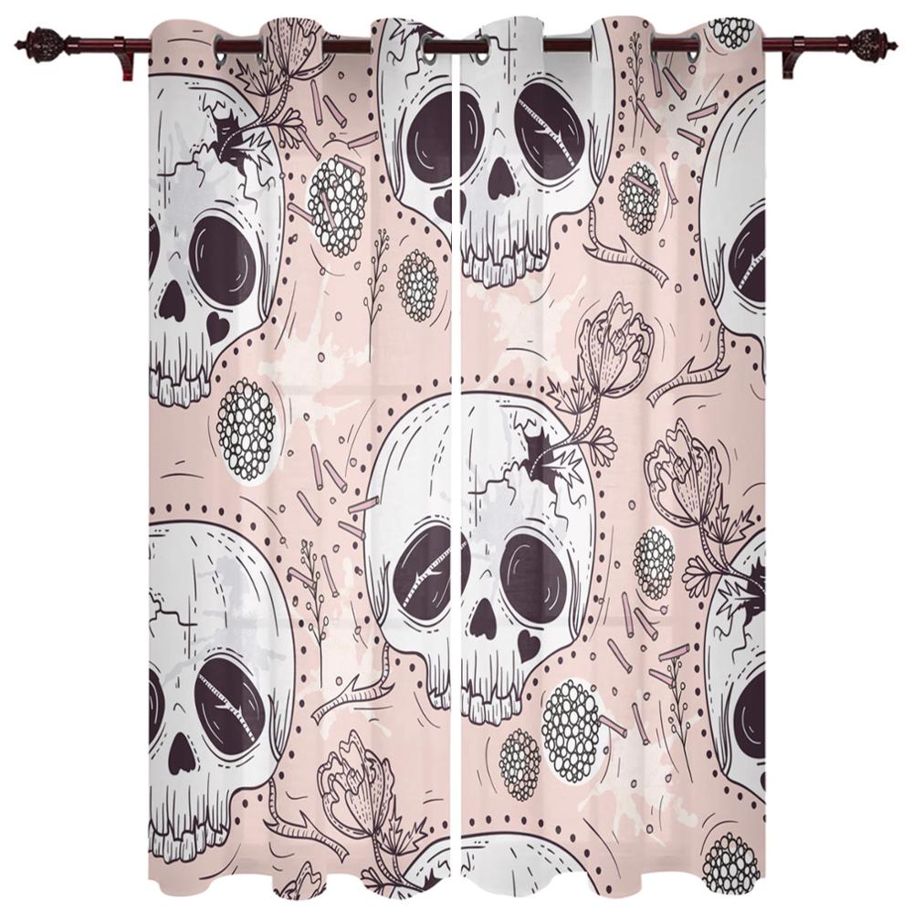 Teschio Artistico Fiori Rossi Onda Nuove Tende Semplici Decorazione per la Casa Tende Forniture Moderne per la Casa