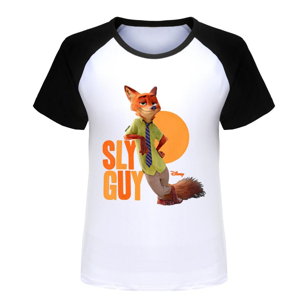 Fashionable Round Neck Short Sleeve Work Clothes Printed Tops For KID Summer Tops