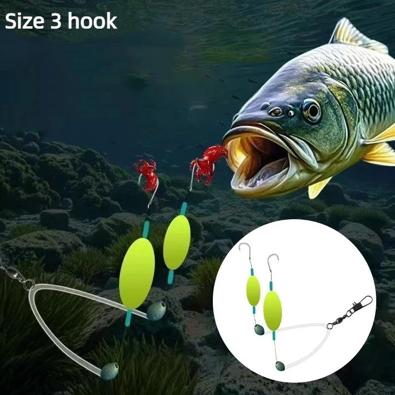 Anti Bottom Double Hook Fishing Rig Auto Reverse Design High Catch Rate Sharp Hook for Bass Carp Trout Fishing Targets