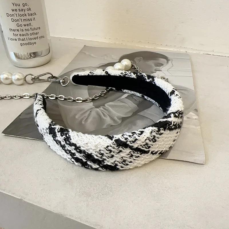 Hochwertige handgefertigte Kamelien-Polster-Haaraccessoires Damen Stirnband Haarreifen 2025 Neu Frankreich Luxusmarke Gestreift Kariert Haarband