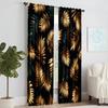 2 pcs   versatile polyester transparent curtains for home decoration Boho black Gold Leaf for use in bedrooms and living rooms