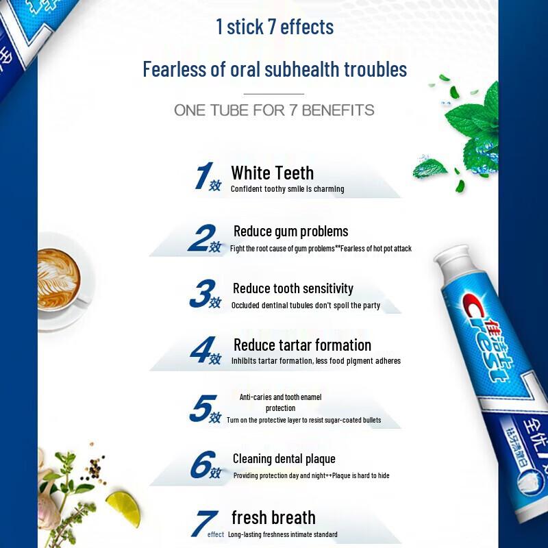 Crest 7-Effect Pro-Health Toothpaste - Stain Removal & Whitening (4x120g)