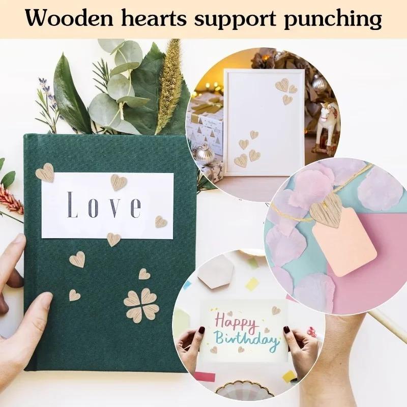 100PCS Wooden Hearts for Crafts Wooden Slices Wood Hearts Cutout Slices DIY Unfinished Wooden Ornaments Embellishments Craft