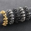 Herren Gothic Totenkopf Armband Vintage Hip Hop Edelstahl Gliederkette Armband für Männer Vakuumbeschichteter Punk Rock Schmuck