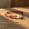 Minimalist Dainty Red Cord Bracelet for Women Cute Small Fish Red Bead Adjustable Waterproof Friendship Wristband Jewelry Gift