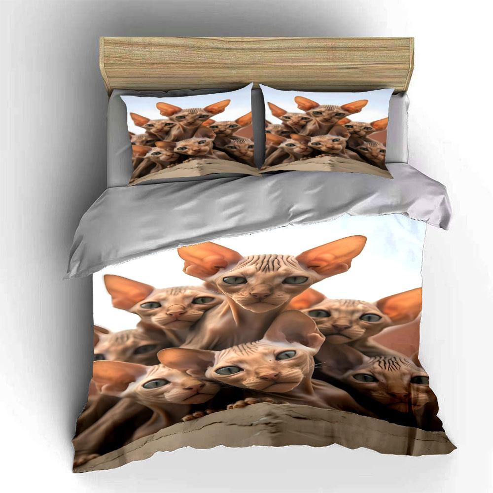 Sphynx Cats Face Pattern. Bedding Sets Duvet Cover Sets Duvet Covers Pillowcases(1 * Duvet Cover 2 * Pillowcases Without Duvet Insert)