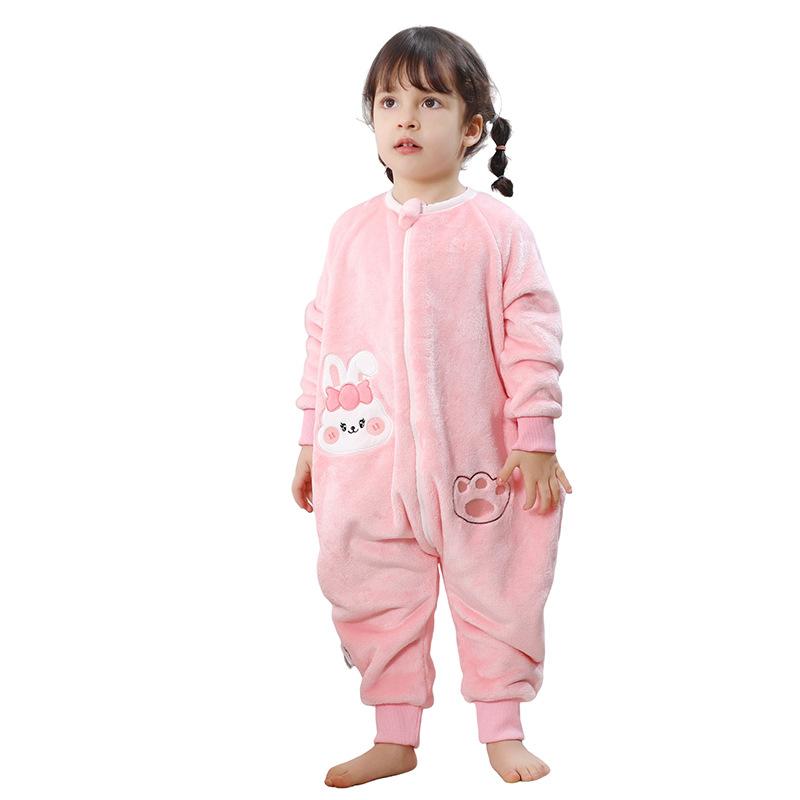 Baby Cartoon Flannel Romper Warm One Piece Pajamas Autumn Winter Homewear for Kids