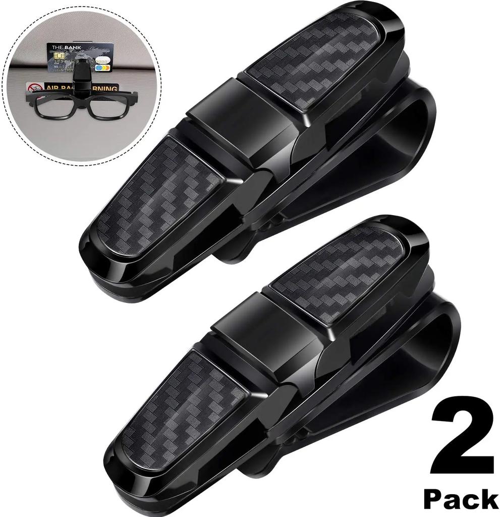 2Pcs Car Sun Visor Sunglasses Ticket Card Clamp Clip Car Glasses Holder Portable ABS Eyeglasses Case Car Accessories