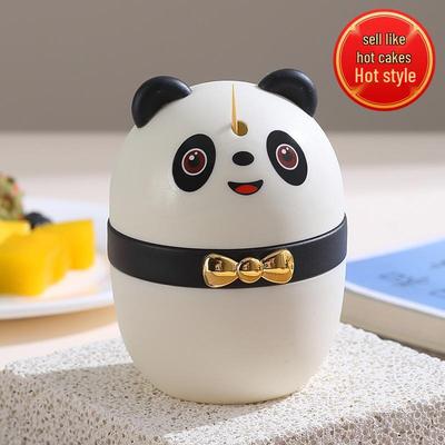 Cartoon Panda Toothpick Holder - Creative Portable Plastic Container with Logo Printing
