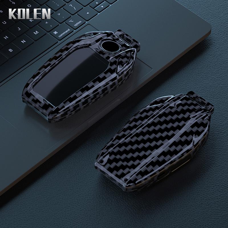 ABS Carbon Fiber Car LED Display Key Case Cover For BMW 5 7 Series X3 X4 X5 X7 G30 G31 G11 G12 G01 GT G32 i8 Shell Accessories