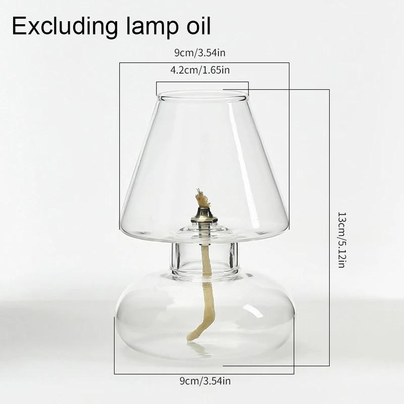 

Handmade Glass Oil Lamp European-style Oil Lamp Decorative Household Candlestick Ornament with Lampshade Windproof Butter Lamp