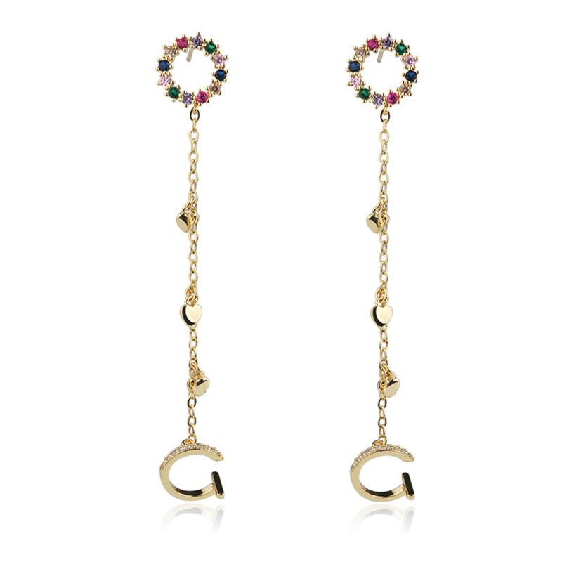 

Серьги Женские Внимательное Сердце Циркон Длинные Серьги-гвоздики Серьги в форме сердца из цветного циркония золотой