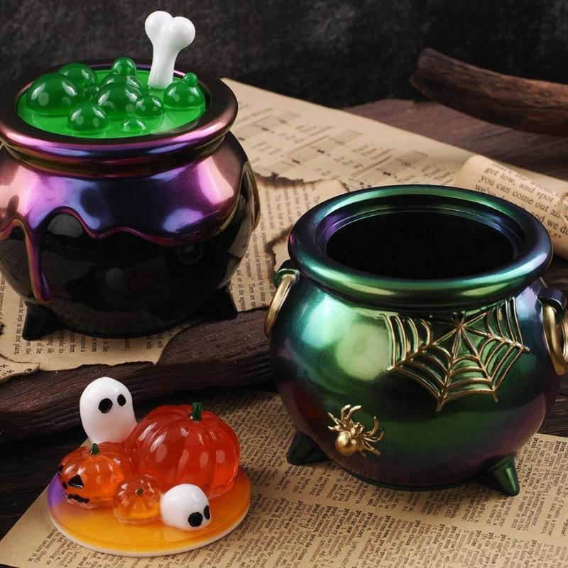 Halloween Craft Silicone Cauldron Mold Storage Box Molds for Resin Projects Decorations and Witch Party Accessories