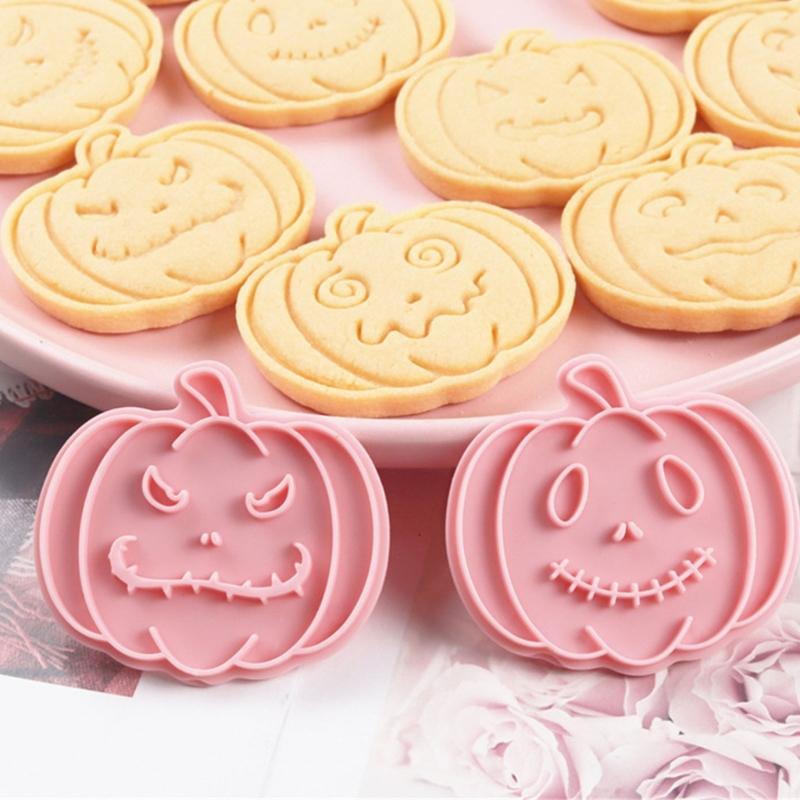 Halloween Cookie Molds 3D Pumpkin Shape Plastic Cutters Stamps Set For Professional Cookie Cakes And Sugar Art Creation