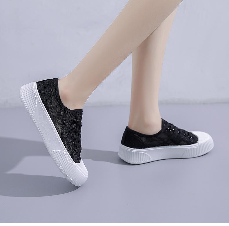 Summer New Student Mesh Women's Shoes Flat Lace Breathable White Shoes for Women