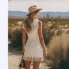 Style Mini Dress With V Neck And Tassel Fringe For Party And Stage Performances