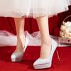 Mote Dame Pumps Mote Sexy Høye Hæler Fest Plattform Tynne Hæler Superhøye Slip-on Sko Dame Lettvekt Bryllupssko Brud