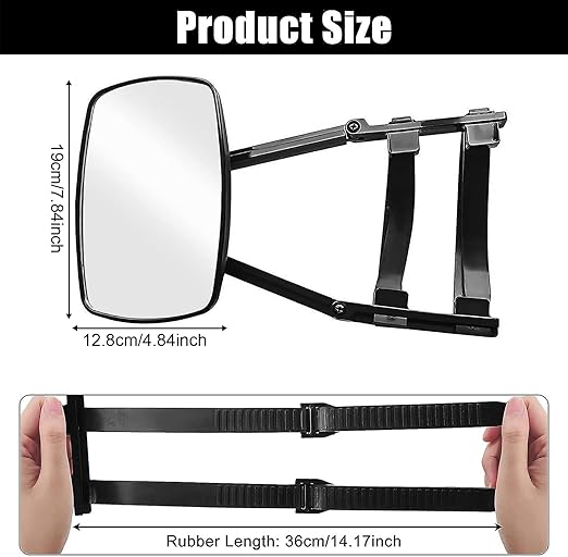 2 caravan mirrors, universal additional mirror, caravan mirror, 190 x 125 mm, adjustable double-sided caravan mirror, for all standard vehicle types