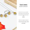 Gusen Exquisite High-Carbon Diamond & Yellow Zircon Ring and Earring Set