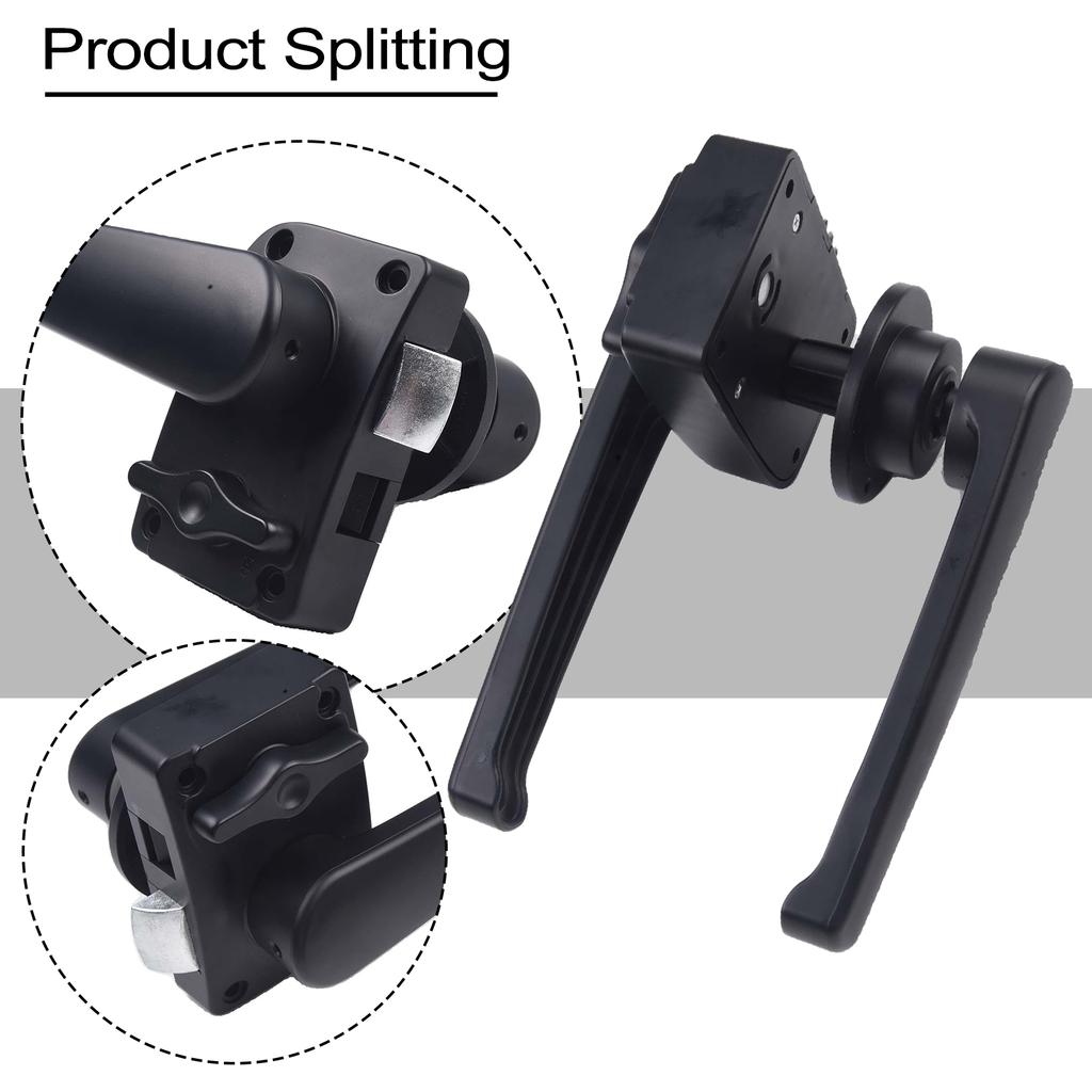 1x Metal L-Type RV Toilet Door Lock Keyless Level Handle Black 0100935 RV Modified Car Yacht Bathroom Door Lock Mechanisms