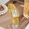 Montre Quartz Mode Luxe Dame Échelle Simple Carrée Qualité Plaqué Or Montres Femmes Affaires Acier Inoxydable Montre Pliante