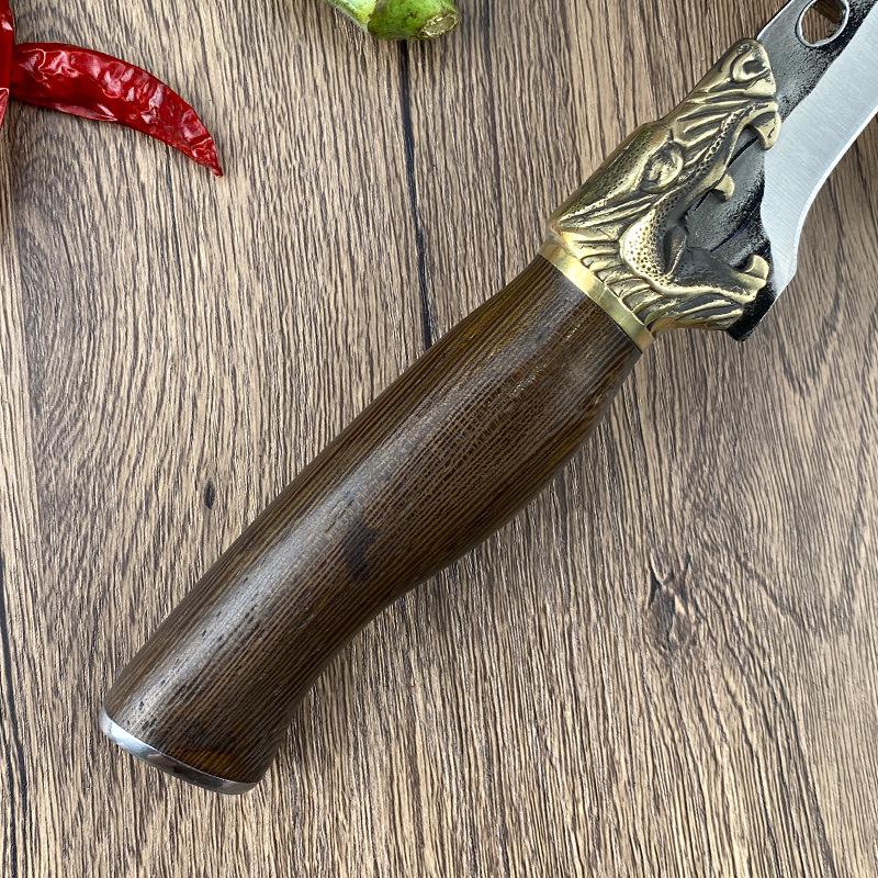 Forged Outdoor Stainless Steel Camping and Steak Knife with Leather Sheath
