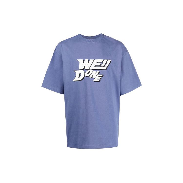 WE11DONE T-Shirts Unisex Marine Blue Crew Neck Moderate Straight Fit WD-TT1-22-630-U-NV