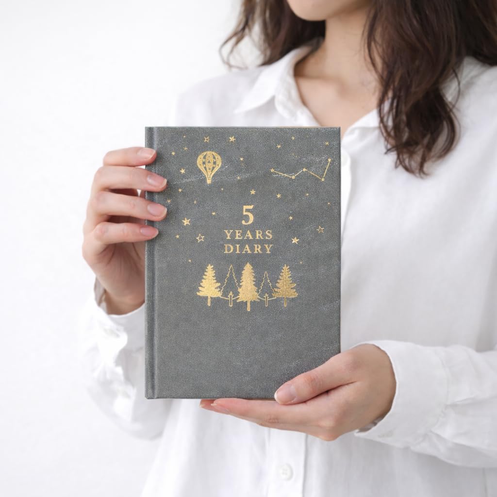 Closepin A5 368 Starry Sky Forest and Starry Gold Foil Free Made in 5-Year Diary, Size, Pages, Design, Sky, Hardcover, Finish, Type, Japan, DI-16686