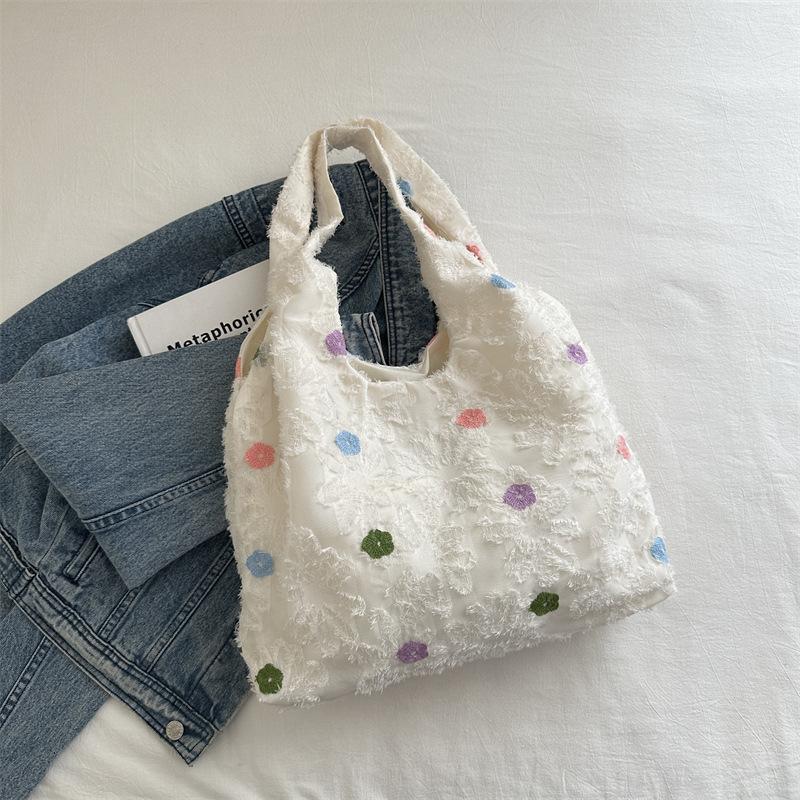 Love women's bags, cloth bags, new fashionable Hantote bags, large-capacity casual underarm shopping bags.