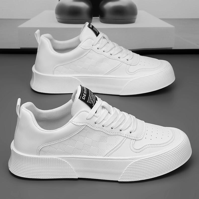 

Мужская спортивная обувь Повседневная кожаная легкая удобная дышащая впитывающая пот обувь на шнуровке для занятий бордингом Модная обувь на плоской подошве EU 39 белый