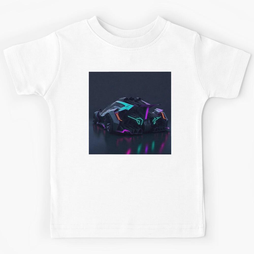 Radiant Velocity: A Formula 1 Car Shining in Cyberpunk Neon Brilliance Kids T-Shirt 150