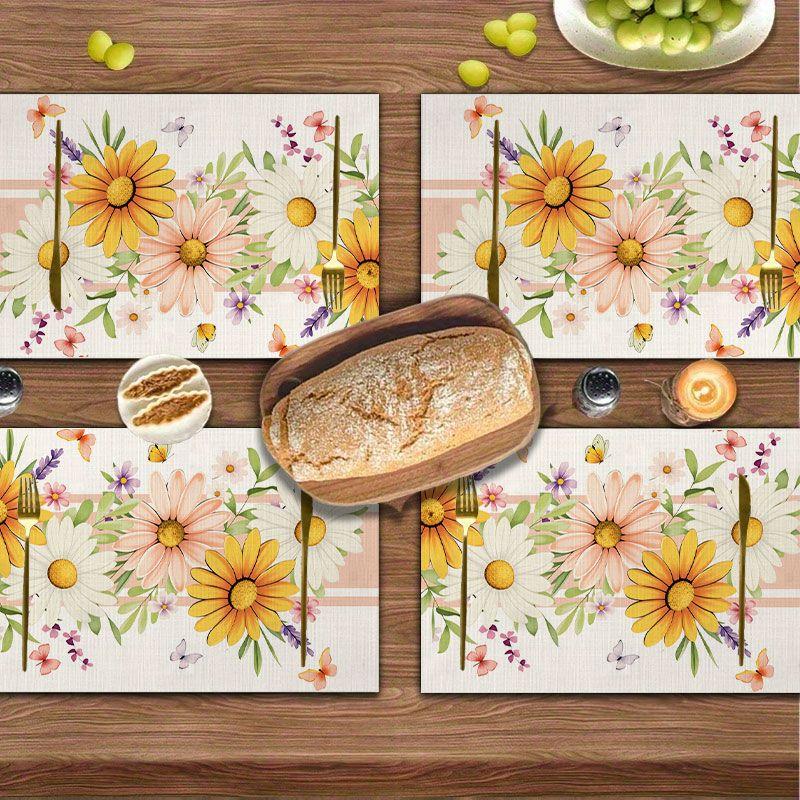 6Pcs, Small Daisy Placemats, the Best Placemats, Washable, Suitable for Holiday Parties, Home Decor, Kitchen Tables