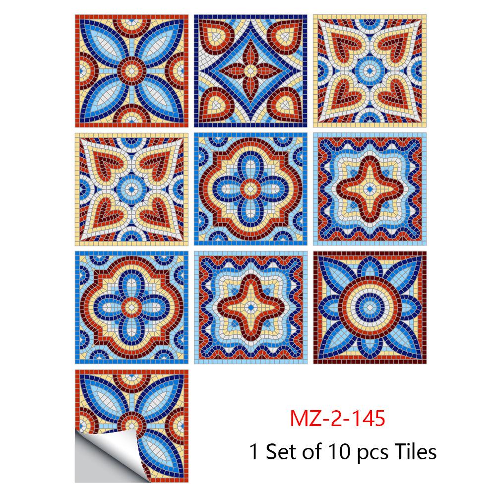 Panele Ścienne Mandala 10 szt. Samoprzylepne Naklejki z Płytkami Mozaikowymi Kwiatowymi Backsplash Kuchenny Usuwalny Wystrój Szafek
