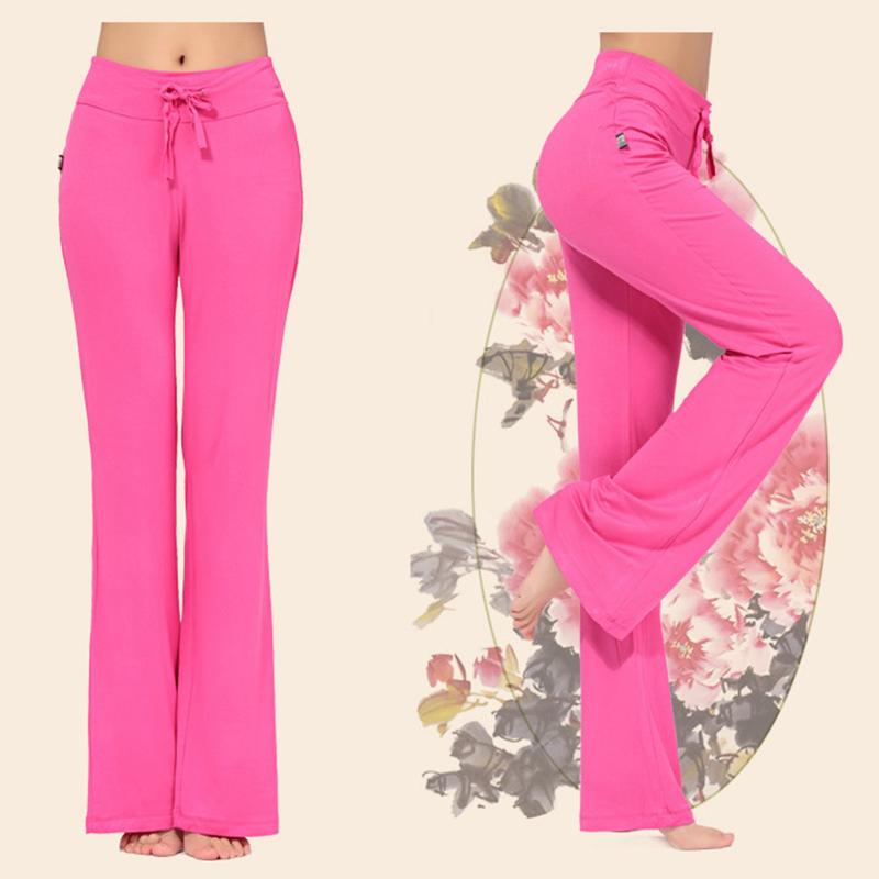 Women Solid Color High Waist Drawstring Wide Leg Long Pants Yoga Dance Trousers Wide Leg For Yoga Running Jogging Gymnastics