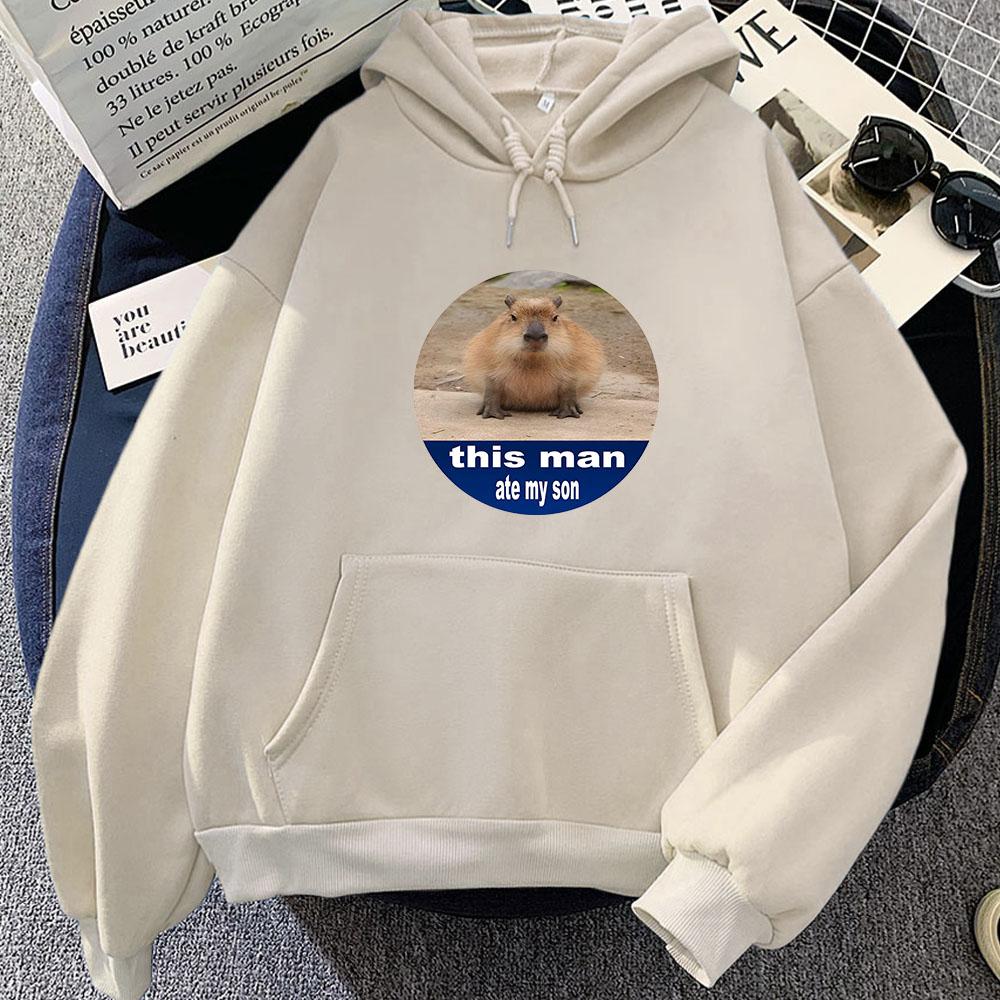 Capybara Cartoon Hoodie Graphic Printing Kawaii Sweatshirt Long Sleeve Comfortable Clothing Moletom Casual Pullovers  Soft Cute