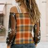 Women Plus Size Asymmetric Cold Shoulder Long Sleeve T Shirt Geometric Printed Sheer Floral Embroidery Top