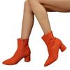 New women's pointed high-heeled short boots fashion suede thick-heeled short boots pointed thin British style towel boots