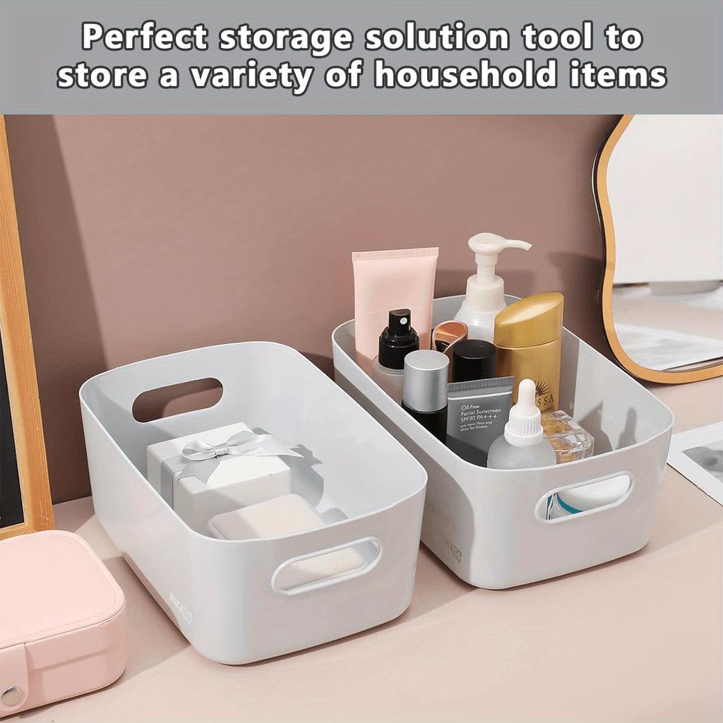 4pcs Stackable Plastic Storage Bins-Durable Rectangular Organizers for Kitchen,Bathroom,Pantry&Closet Organization,Shelf Baskets