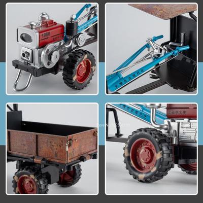 1:32 Hand-guided Tractor Model Toy Car Retractable Rear Bucket Music Light Agricultural Transport Vehicles Models Kids Toys