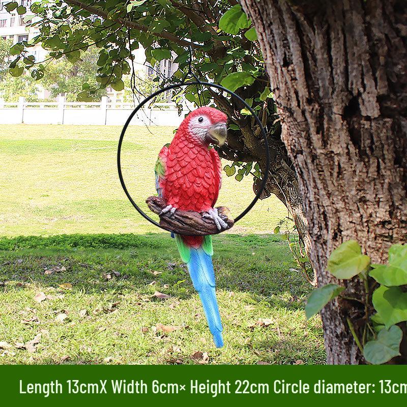 Parrot Tree Decoration: Cross-border Bird Model Resin Ornament for Courtyard