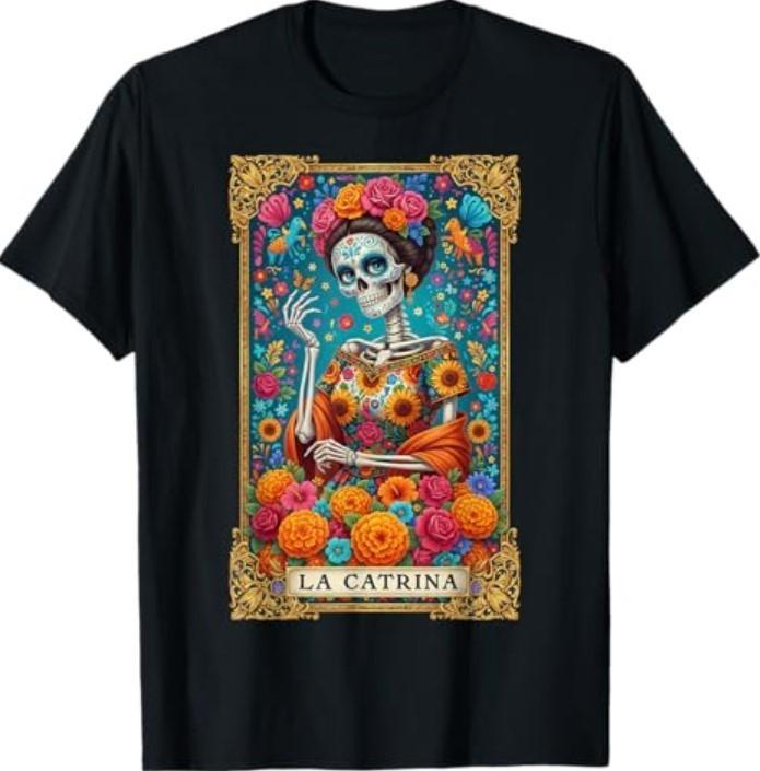 De Los Muertos La Catrina Day of The Dead Women Sugar Skull T-Shirt Unisex T-Shirt XL
