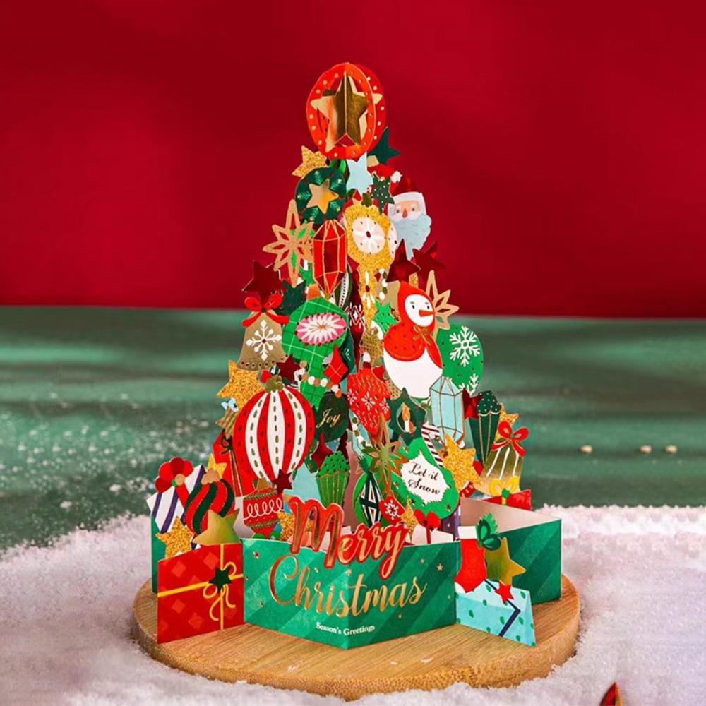 Pop-Up Christmas Greeting Cards Hot Stamped Thank You Letter Creative New Year Cards  Friend