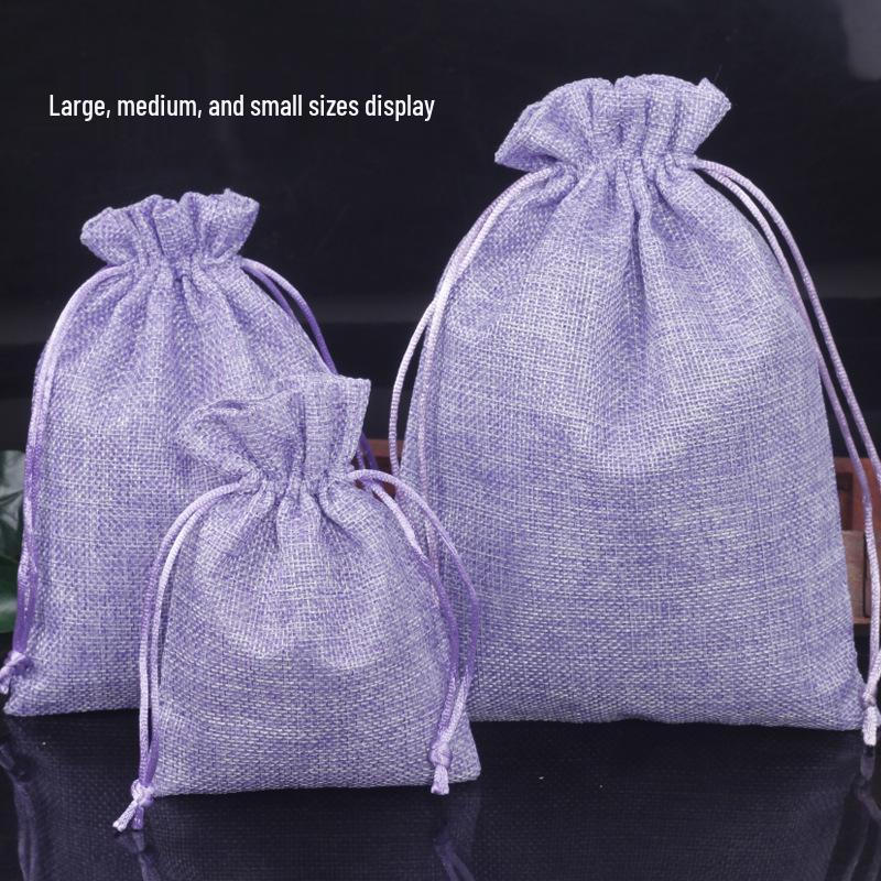 Custom Printed Linen Drawstring Sachet Bag for Jewelry Packaging and Storage