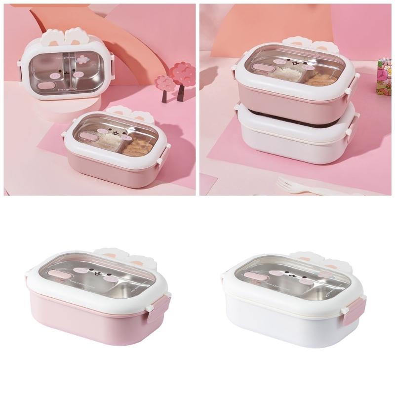 Rabbit Decorated Meal Container Multi Compartment Rabbit Lunch Box for Children Stable Stainless Steel Container