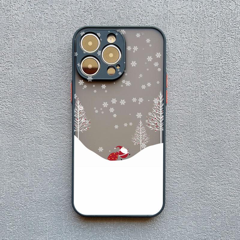 Merry Christmas Tree Snow Scene Phone Case for iPhone 14 13 12 Mini 11 Pro Max 16 15 Pro Max XS XR X 7 8 plus Shockproof Cover