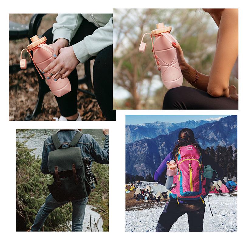 Silicone Folding Water Cup - Portable Diamond Design, Large Capacity Sports Cycling Bottle