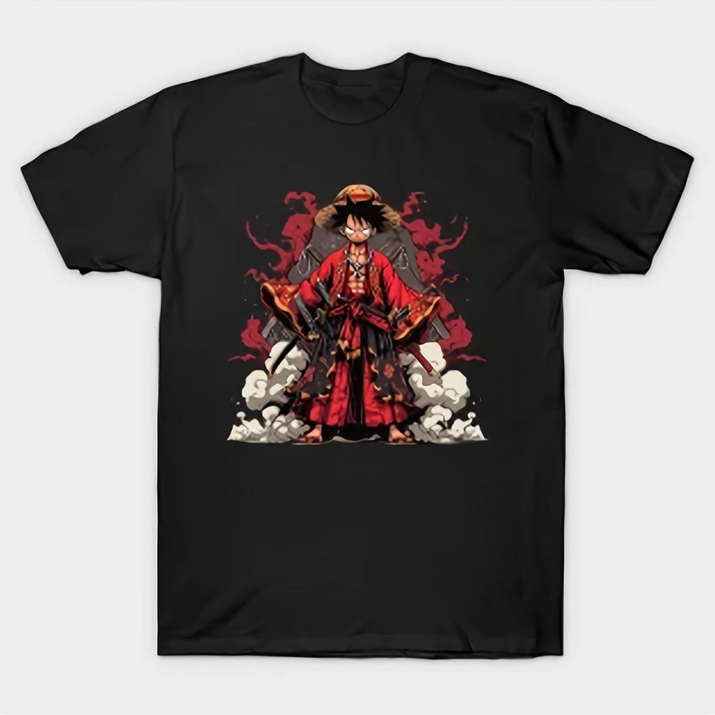 American Retro Men's Pure Cotton ONE PIECE T-shirt 220g Summer New Retro Fashion Men's and Women's Streetwear